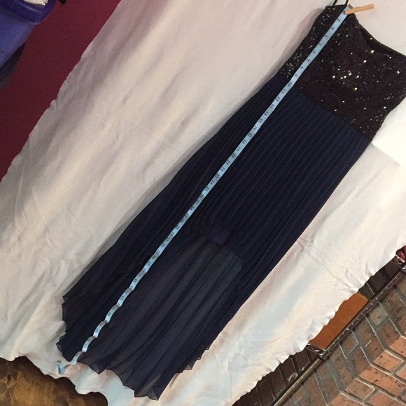 Strapless sequin pleated hi lo prom bridesmaid - Picture 4 of 7